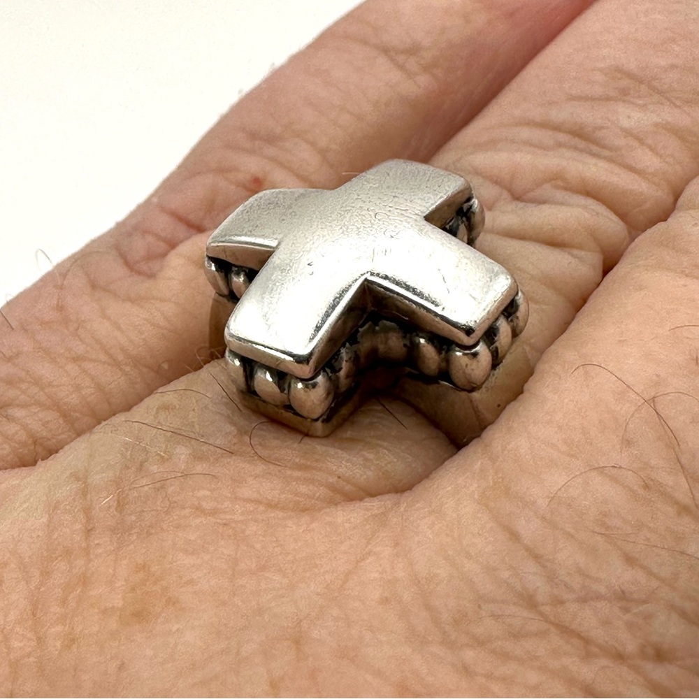 Lagos Vintage Caviar Sterling Silver Cross Ring Size 7 - Picture 9 of 10
